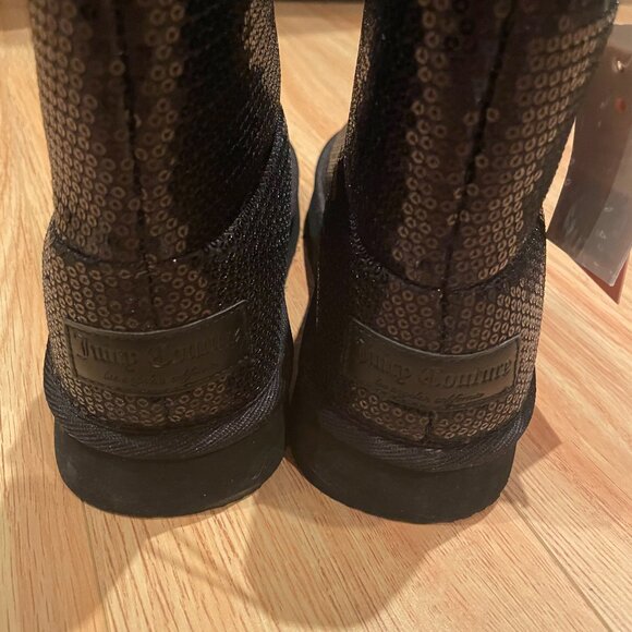 Juicy Couture Black Sparkly "Uggs" Boot Women's Size 6 - Picture 3 of 8